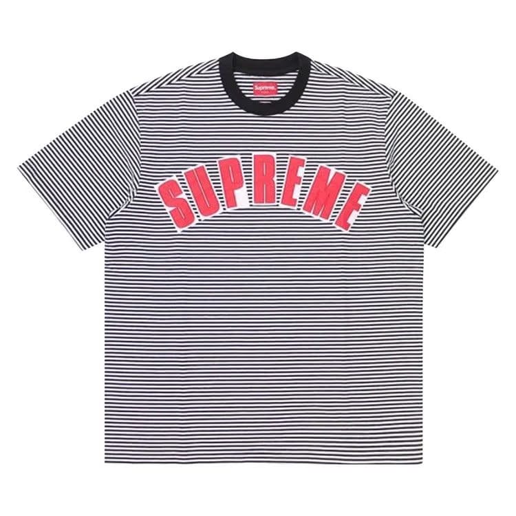Supreme Arc Appliqué Shorts-Sleeve Top White Stripe