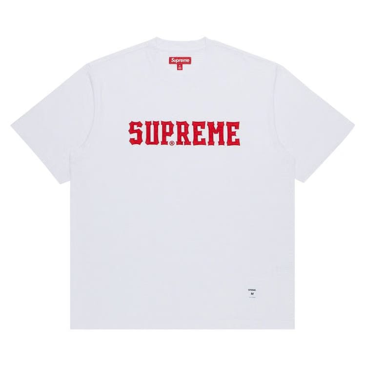 Supreme Twill Appliqué Shorts-Sleeve Top White