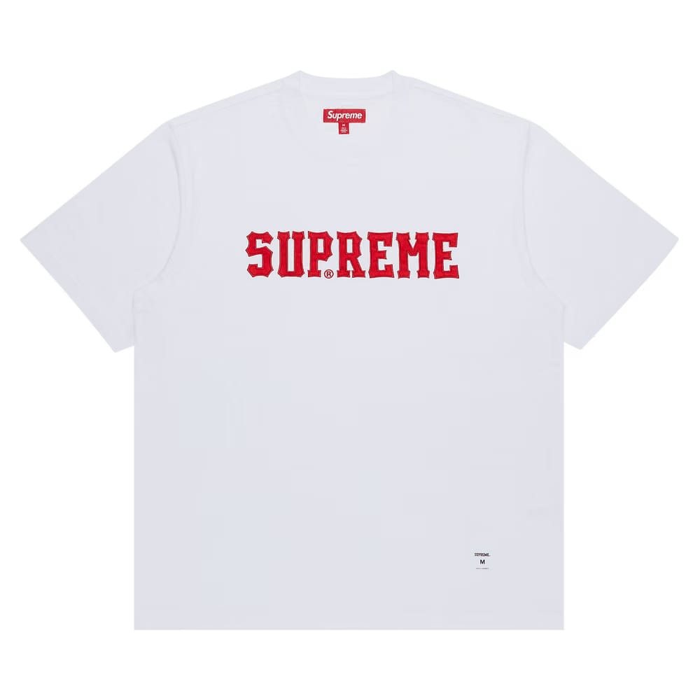Supreme Twill Appliqué Shorts-Sleeve Top White