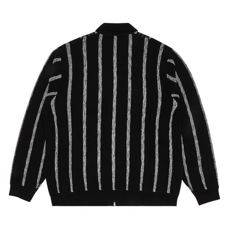 Supreme Speckle Stripe Zip Up Cardigan Black