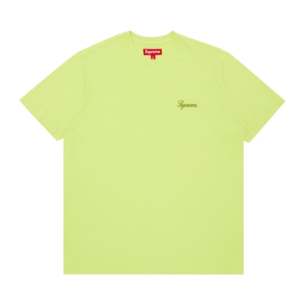 Supreme Washed Script Shorts-Sleeve Top Lime