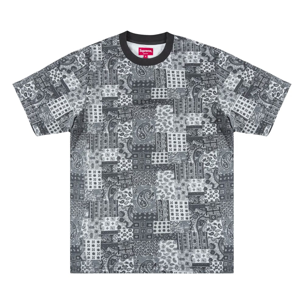 Supreme Patchwork Paisley Shorts-Sleeve Top Black