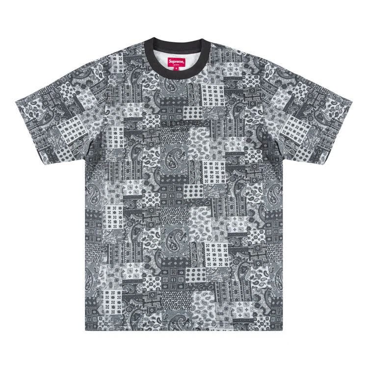 Supreme Patchwork Paisley Shorts-Sleeve Top Black