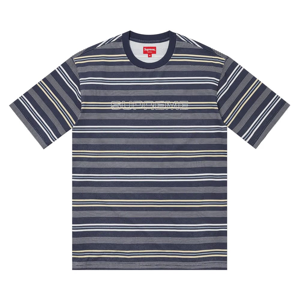 Supreme Dash Stripe Shorts-Sleeve Top Navy