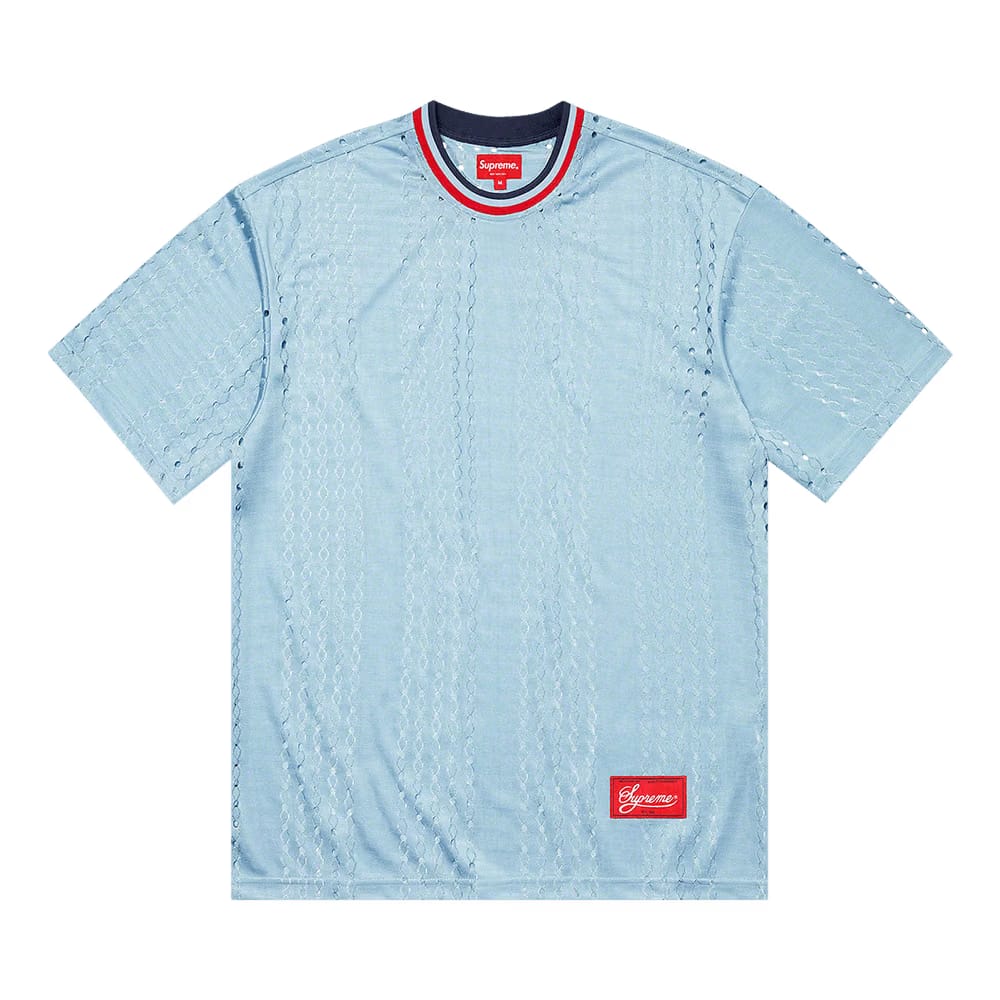 Supreme Preforated Stripe Warm Up Top Light Blue