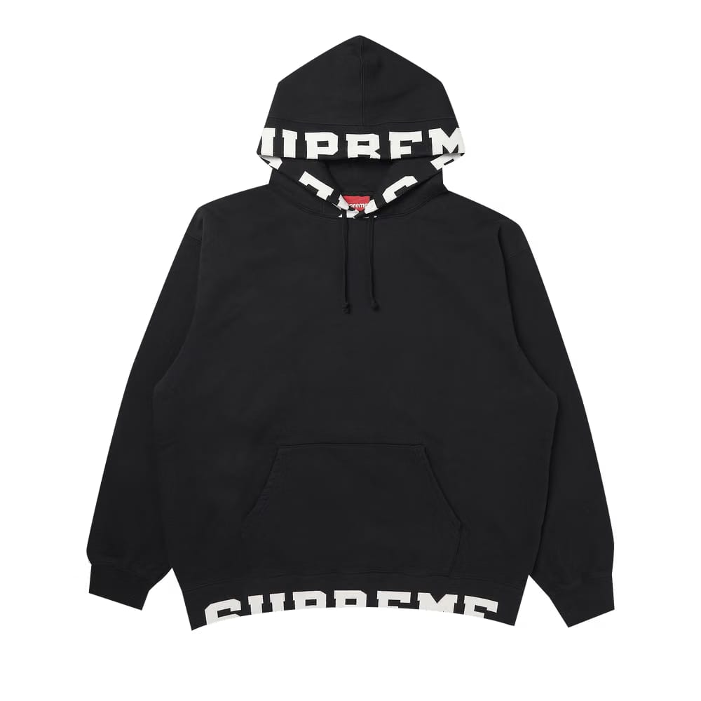 Supreme Cropped Logos Hoodie Black