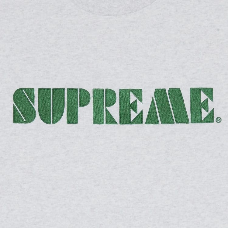 Supreme Stencil Embroidered Shorts-Sleeve Top Ash Grey