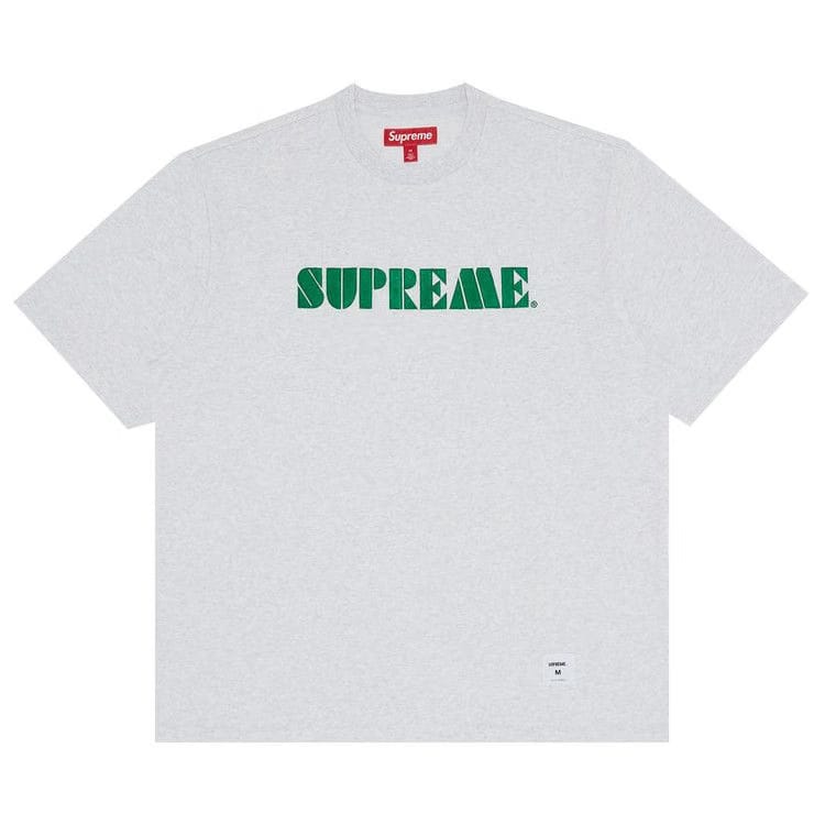 Supreme Stencil Embroidered Shorts-Sleeve Top Ash Grey