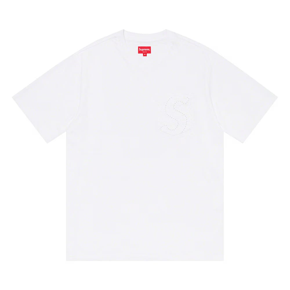 Supreme Laser Cut S Logo Pocket T-Shirt White