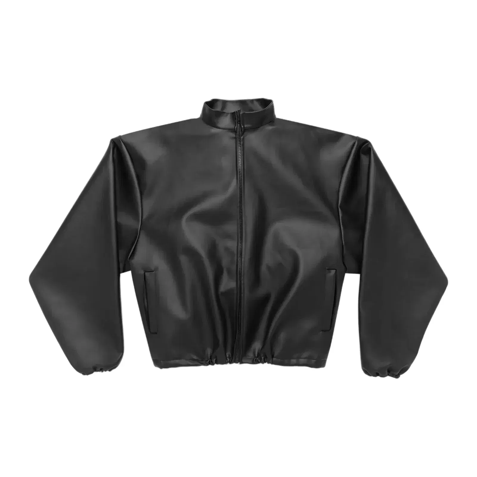 Yeezy by Kanye Black Stand Collar Faux Leather Jacket JC-05