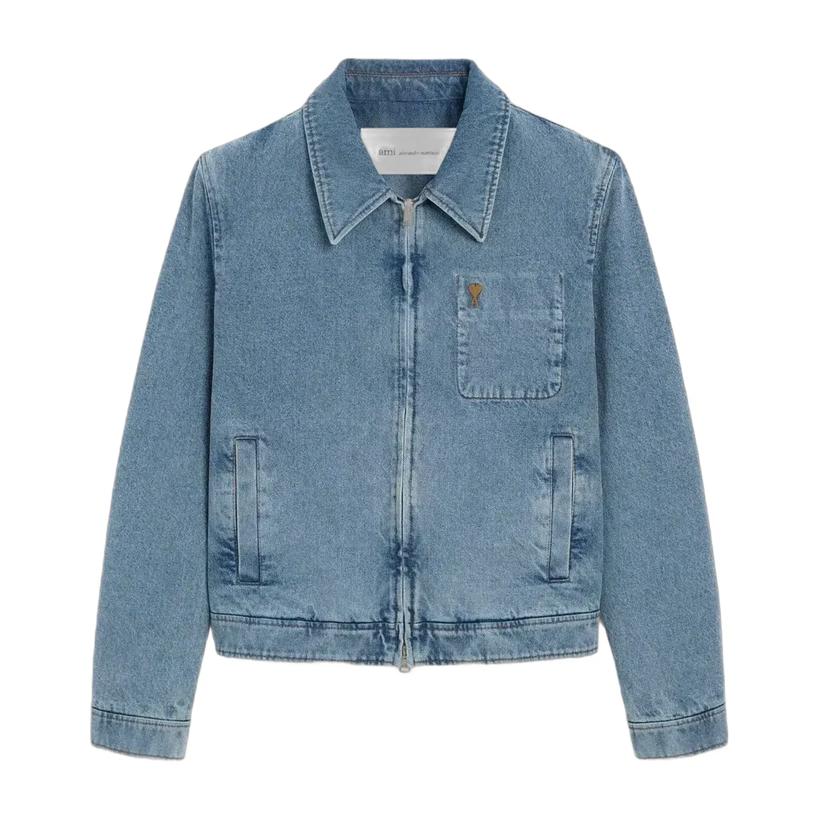 Blue Cotton Contrasted Ami De Coeur Zipped Jacket