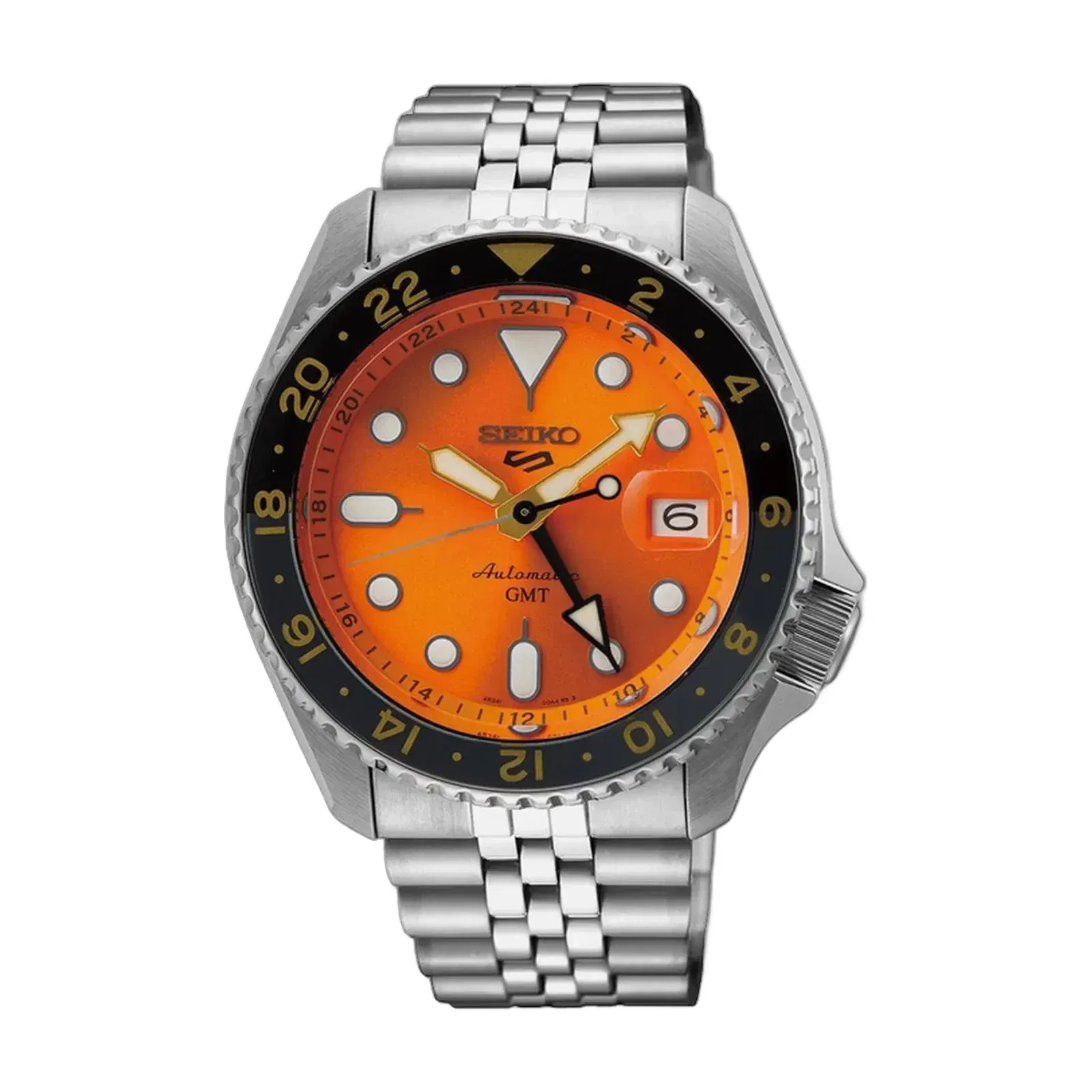 Seiko 5 Sports Mikan Orange GMT SKX Re-Interpretation Orange Dial Stainless Steel Watch - SSK005K1
