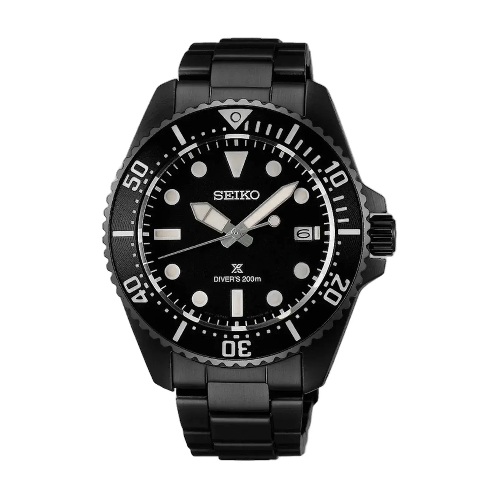 Seiko Prospex Solar Divers in All Black Dial Stainless Steel Watch Black PVD - SNE599P1