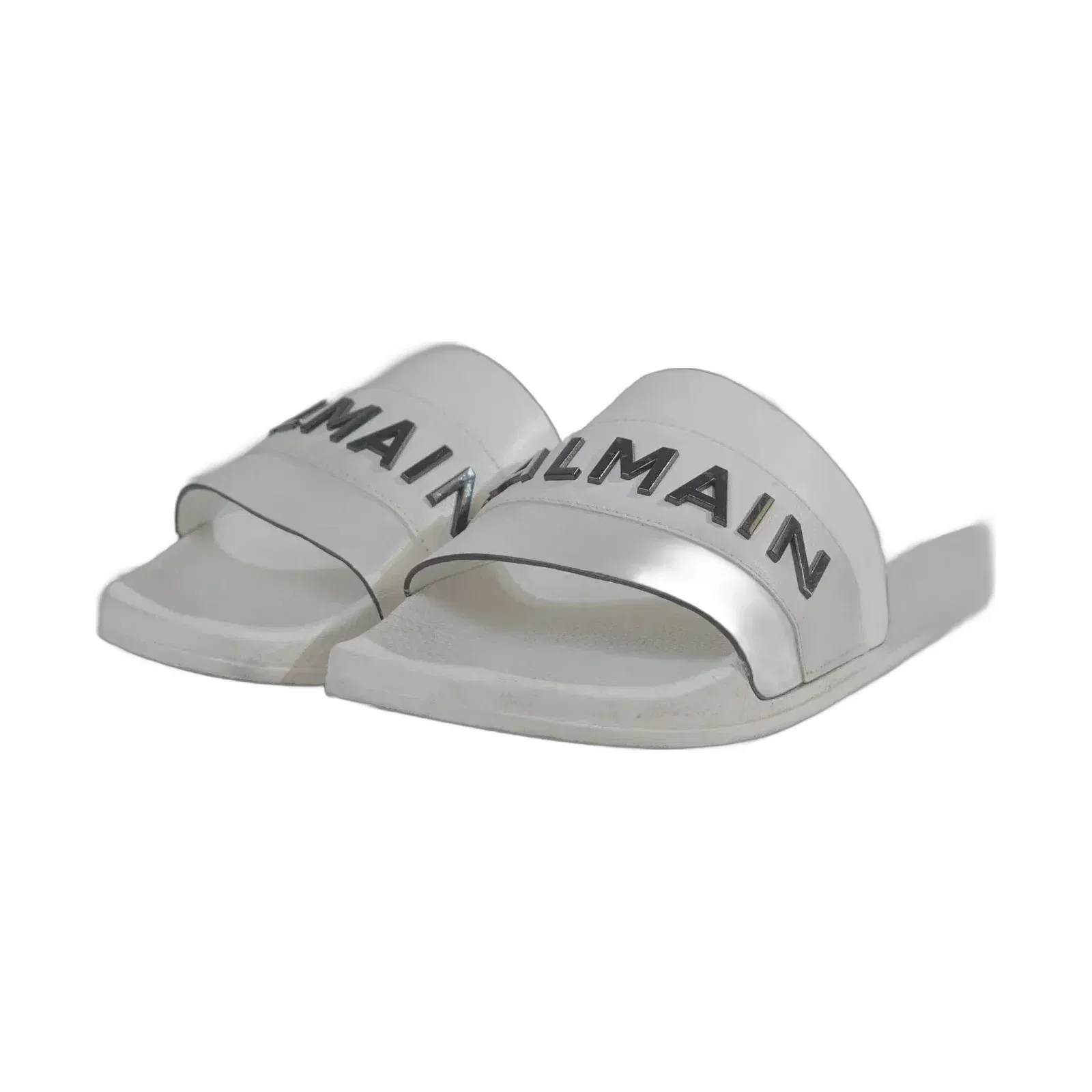 Balmain Paris White Sliders (UK 9.5)