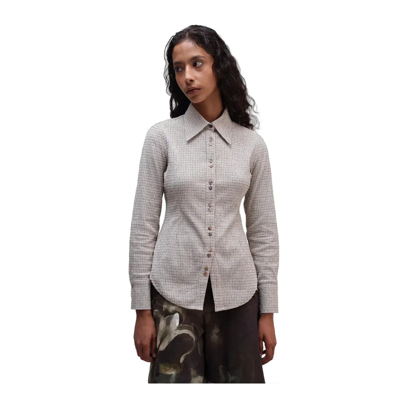 ALMOST GODS CONCH PLAID SHIRT { BEIGE