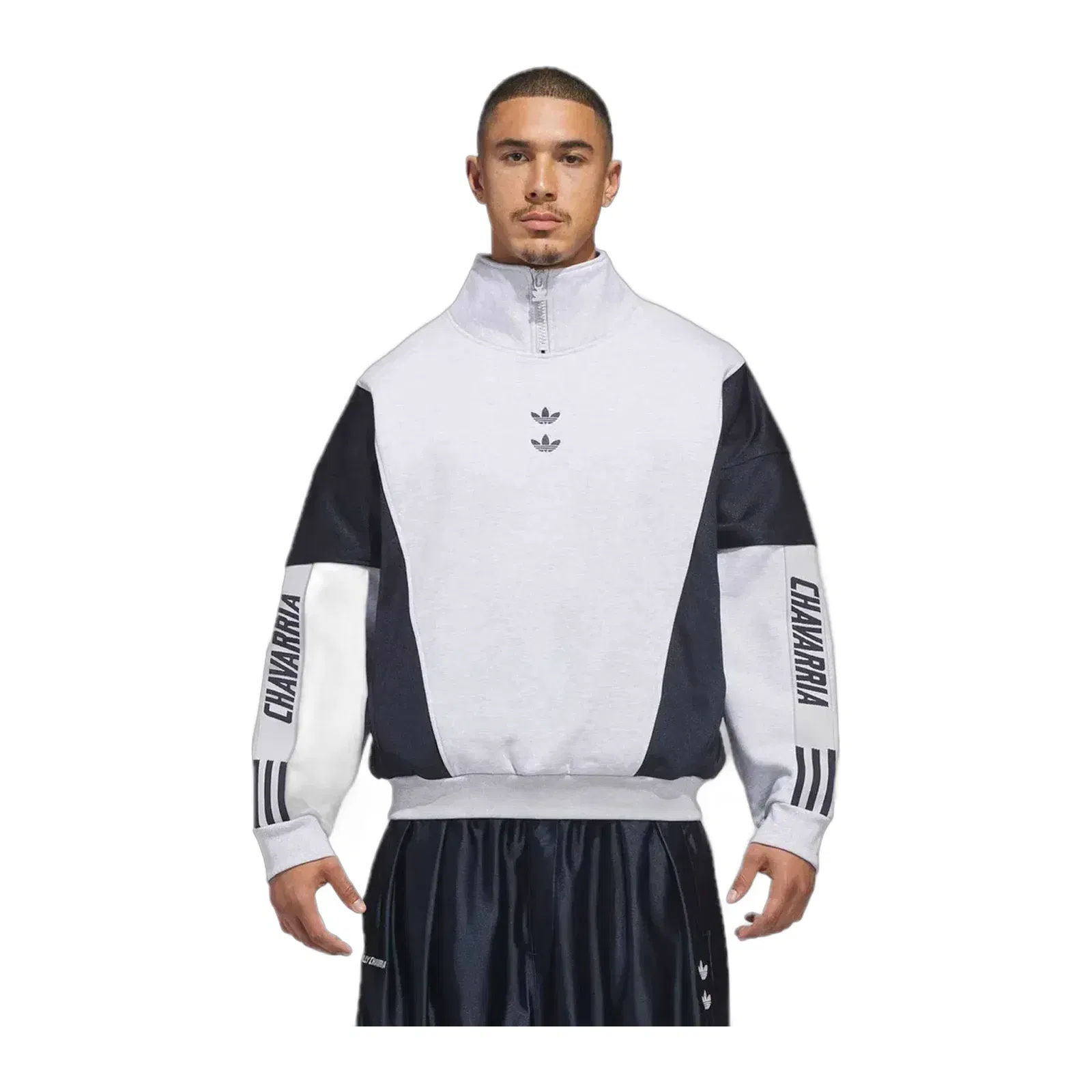 ADIDAS ORIGINALS x CHAVARRIA WATSONVILLE MOCKNECK SWEATER { LIGHT GREY/ LEGEND INK