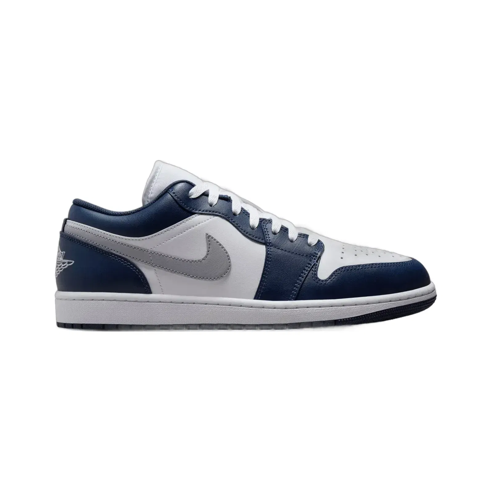 JORDAN AIR JORDAN 1 LOW { WHITE/WOLF GREY-MIDNIGHT NAVY