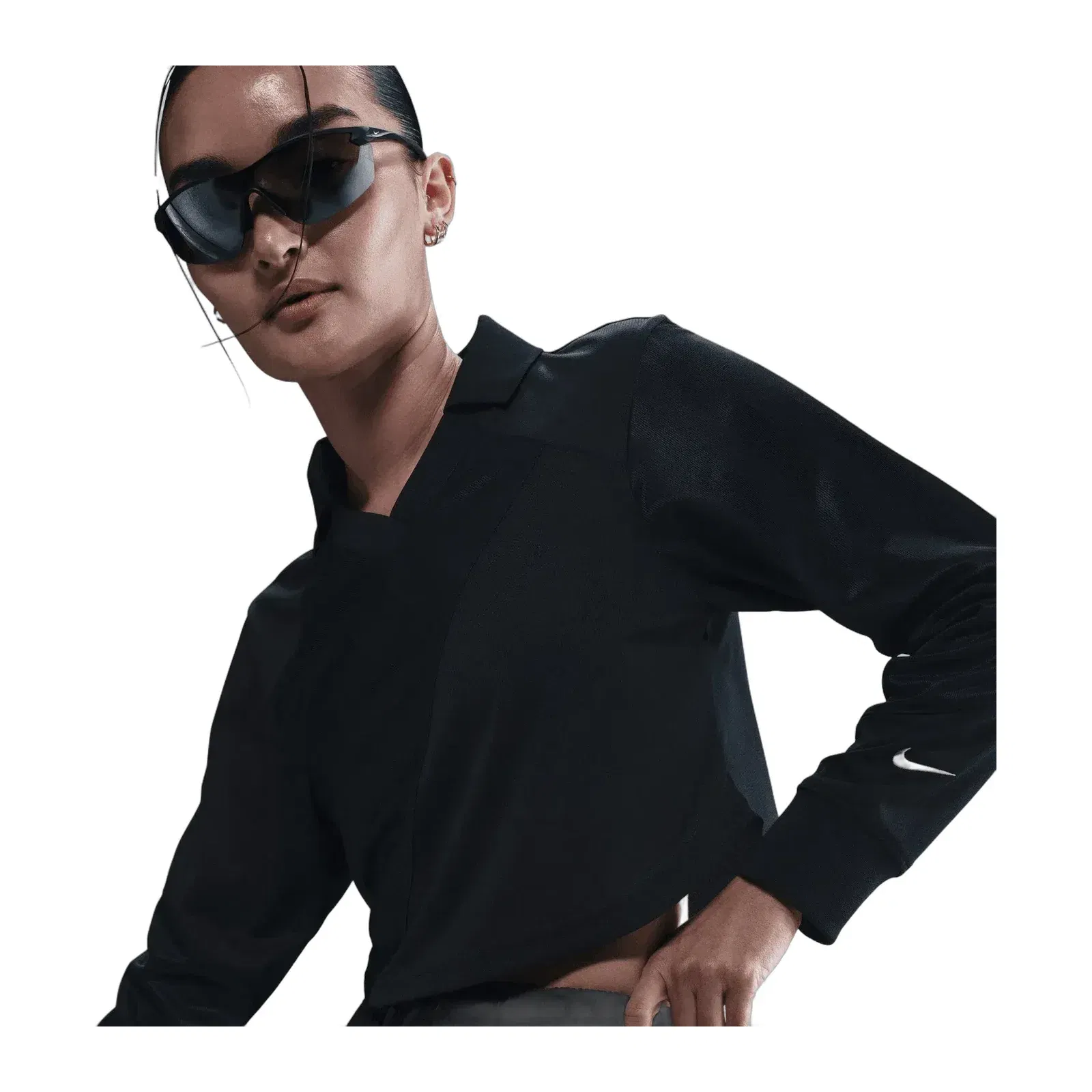 NIKE SPORTSWEAR LONG-SLEEVE CROPPED JERSEY { BLACK/BLACK/SAIL