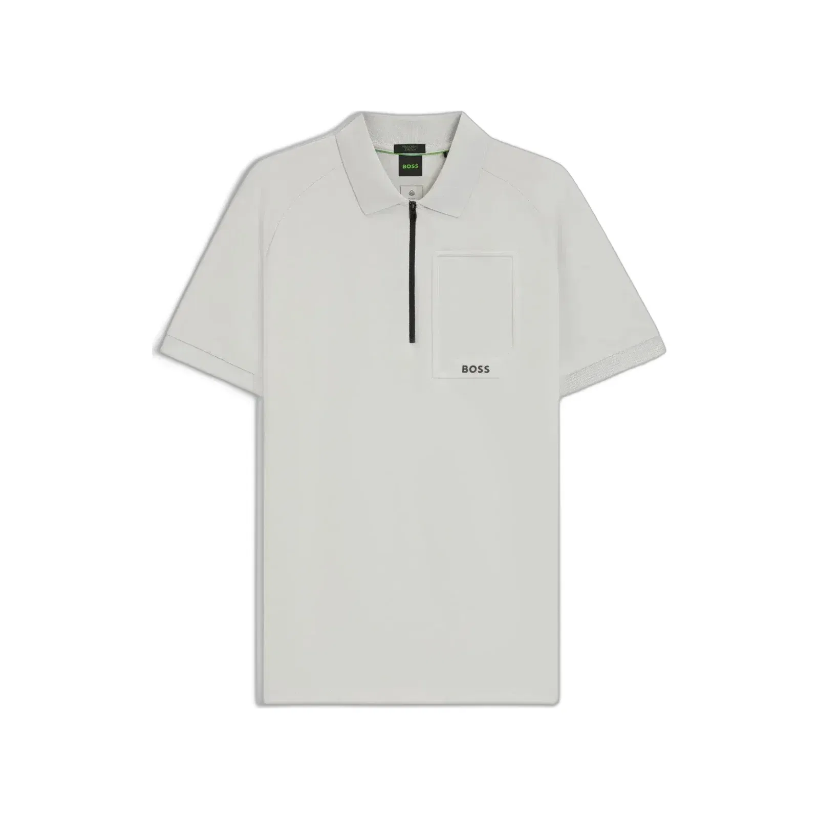Boss Zip Neck Polo Shirt In Moisture Wicking Fabric Light Grey