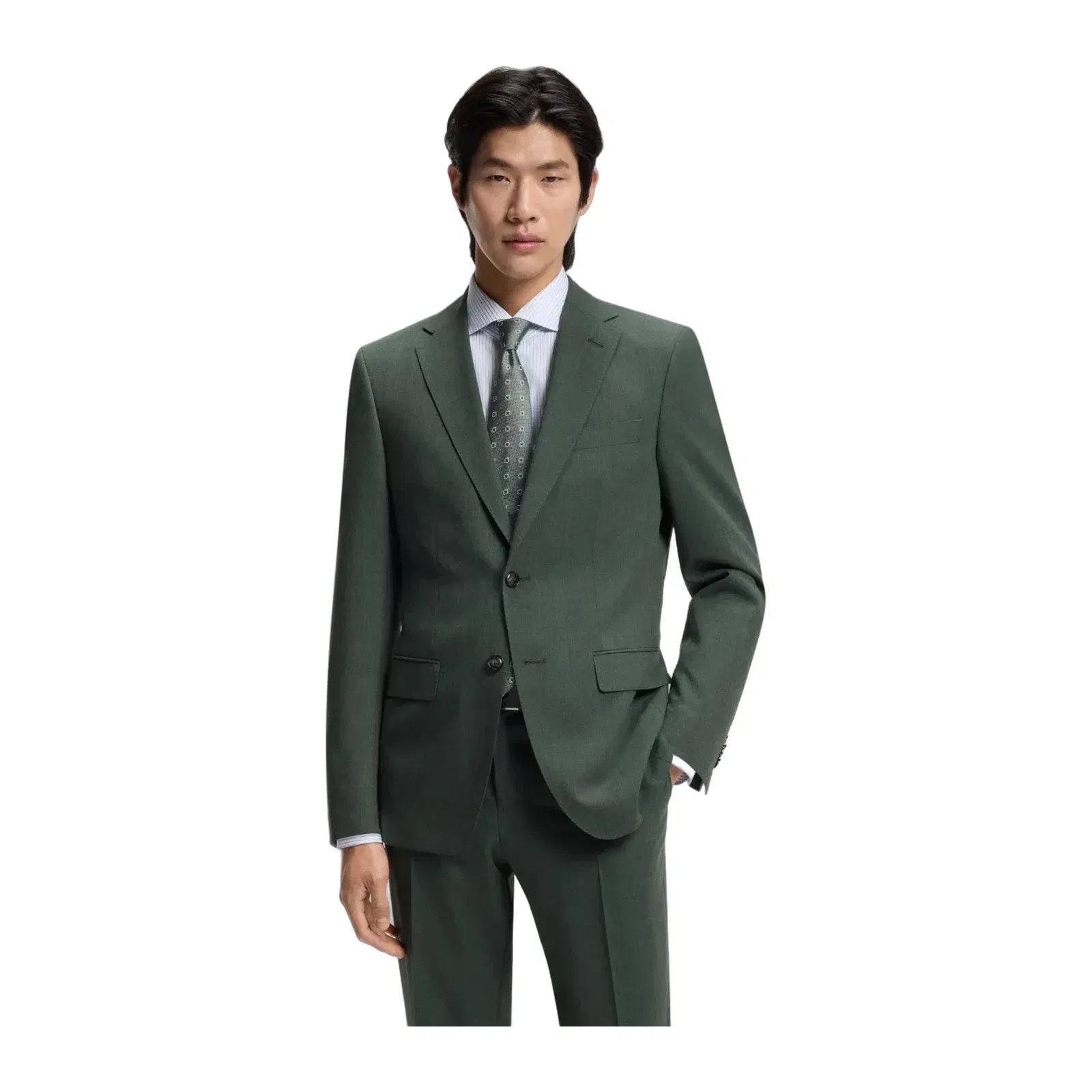 Boss Washable Slim Fit Jacket In Stretch Cloth Light Green