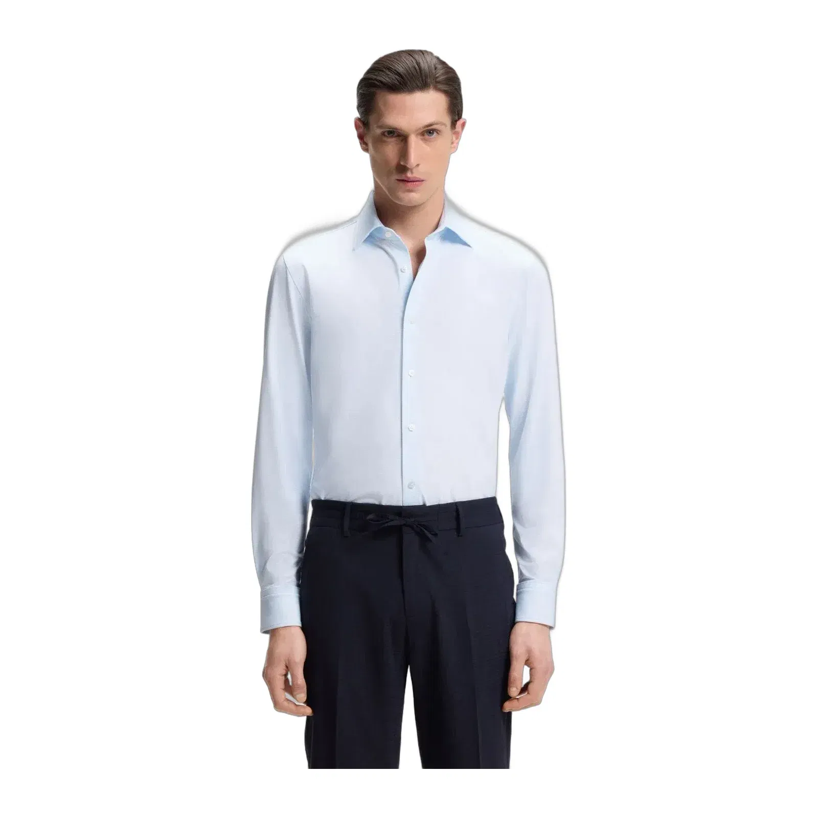Boss Slim Fit Shirt In Italian Performance Stretch Jersey Light Blue