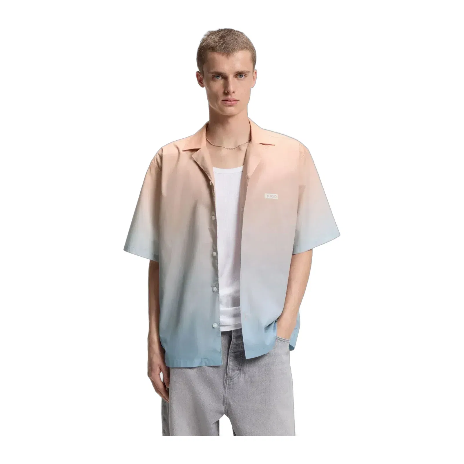 Hugo Relaxed Fit Shirt With Gradient Print Light Orange