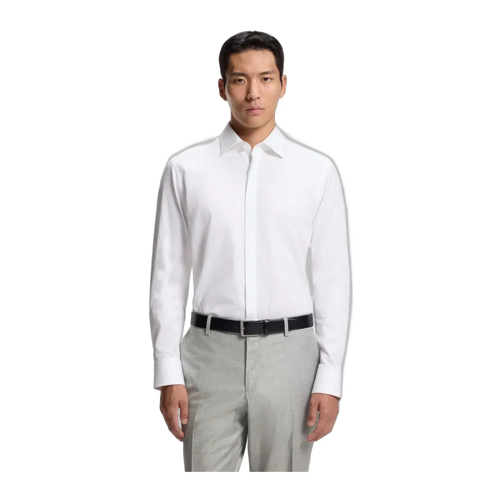 Boss Regular Fit Shirt In Italian Monogrammed Cotton White