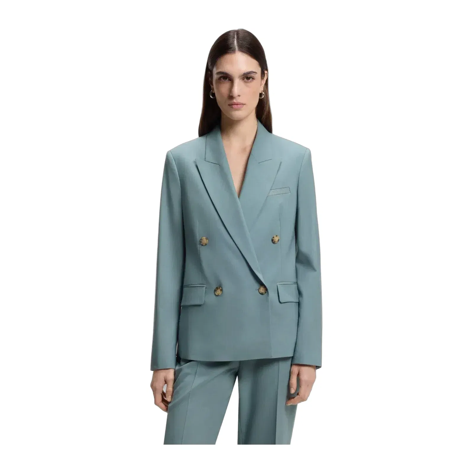 Boss Regular Fit Blazer In Virgin Wool Blue Women's