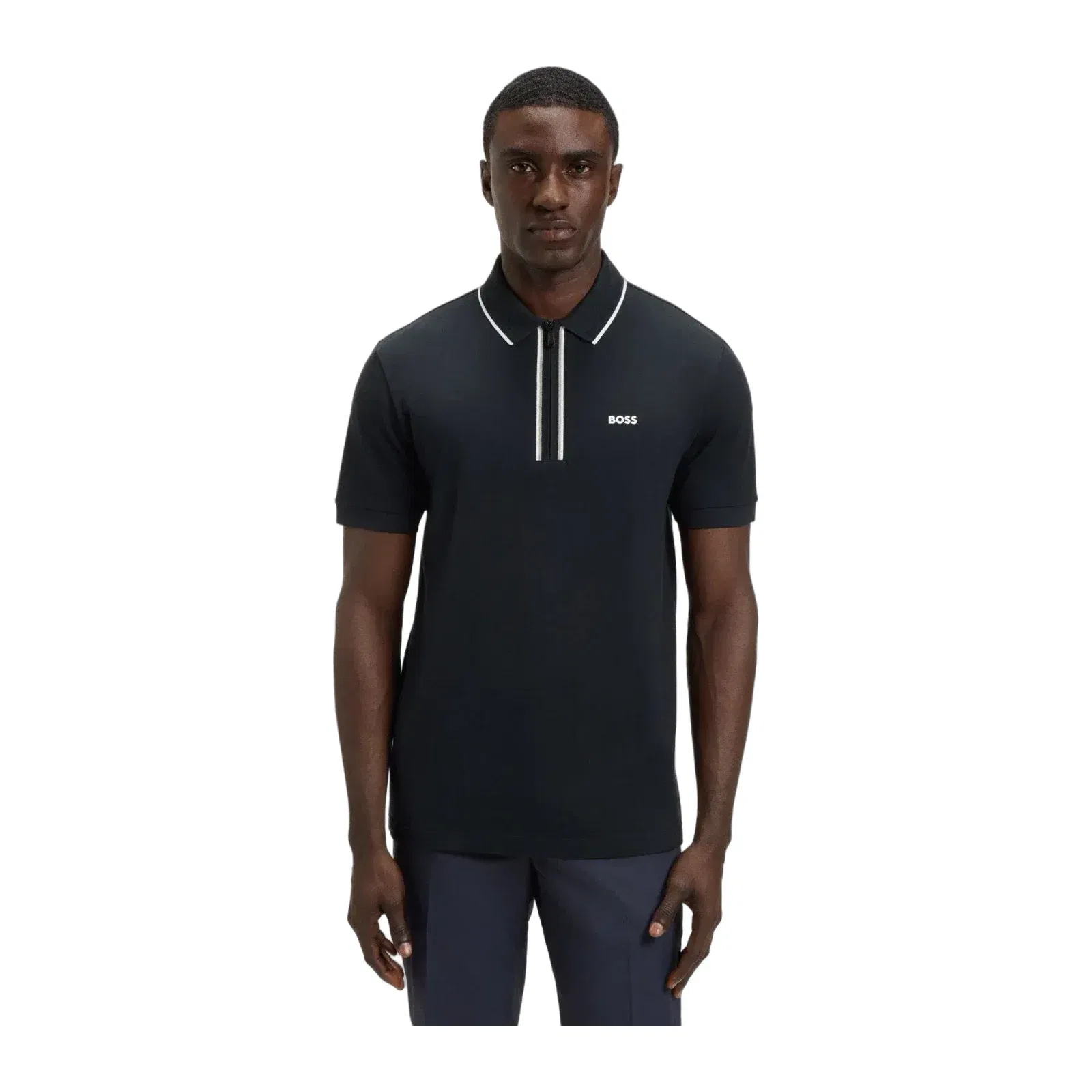 Boss Quick Dry Polo Shirt In Stretch Cotton Dark Blue