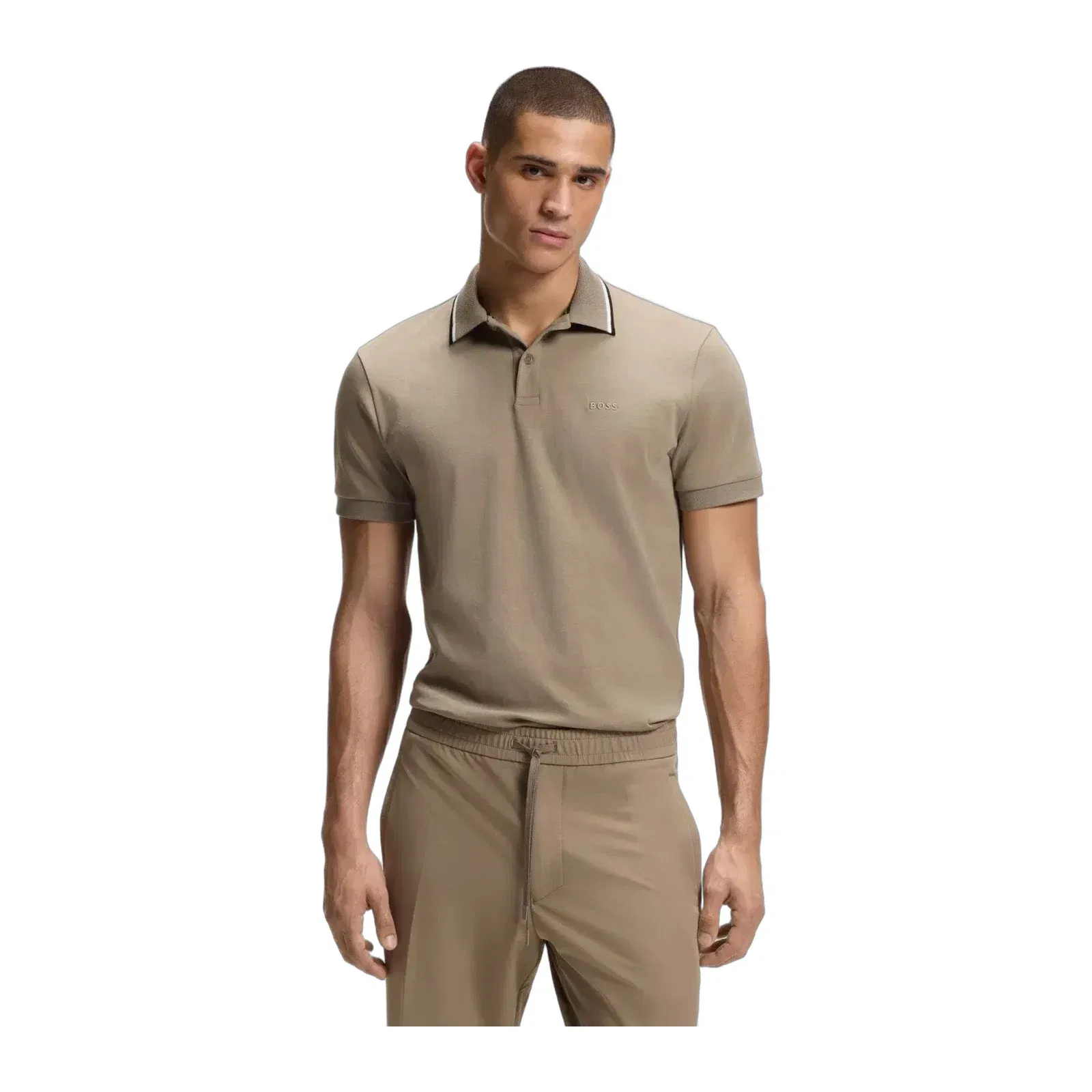 Boss Paddy Slim Fit Polo Shirt In Interlock Cotton Light Green