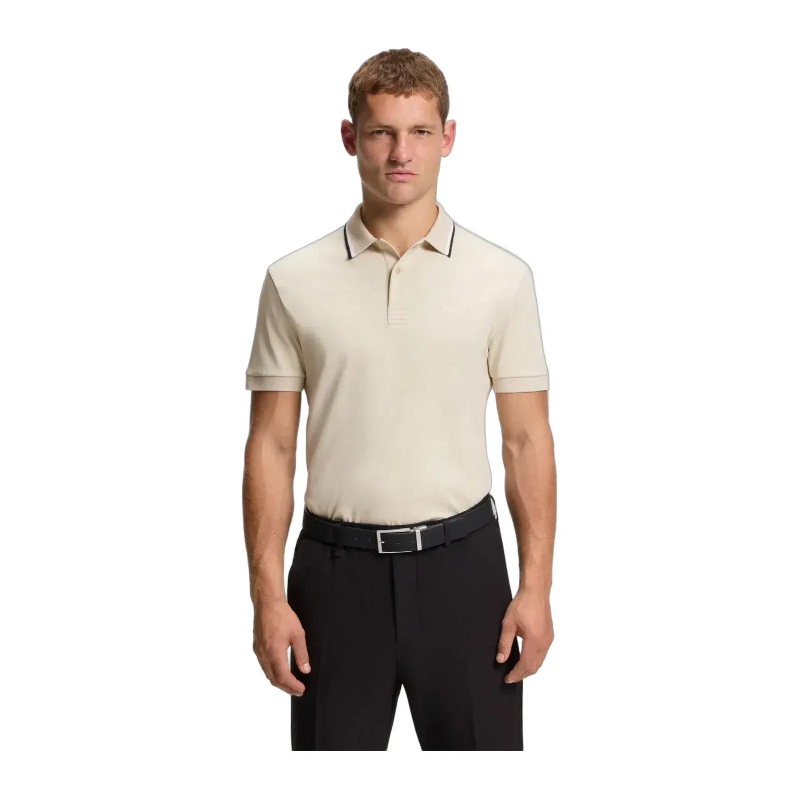 Boss Paddy Slim Fit Polo Shirt In Interlock Cotton Light Beige