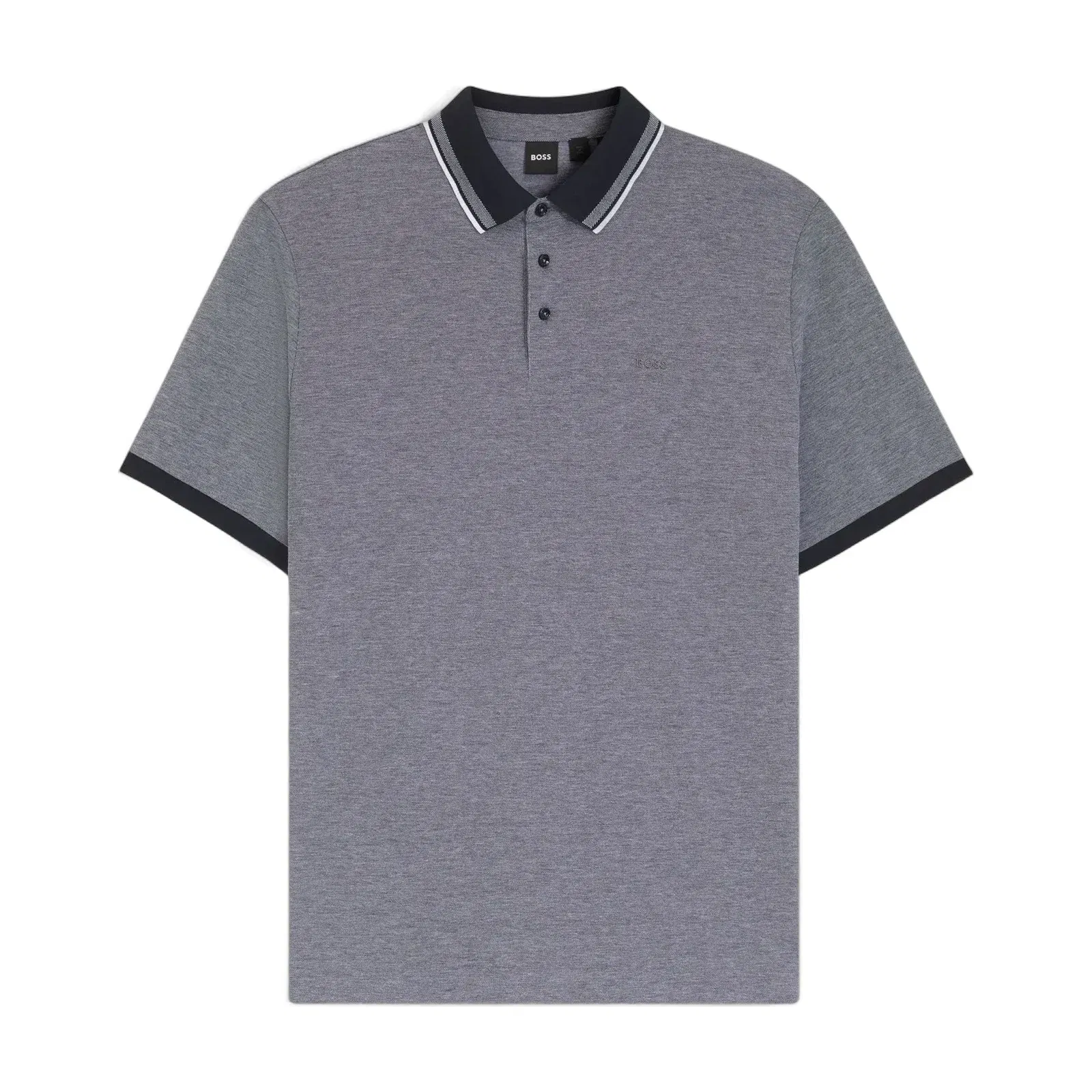 Boss Oxford Cotton Piqu Polo Shirt With Logo Detail Dark Blue