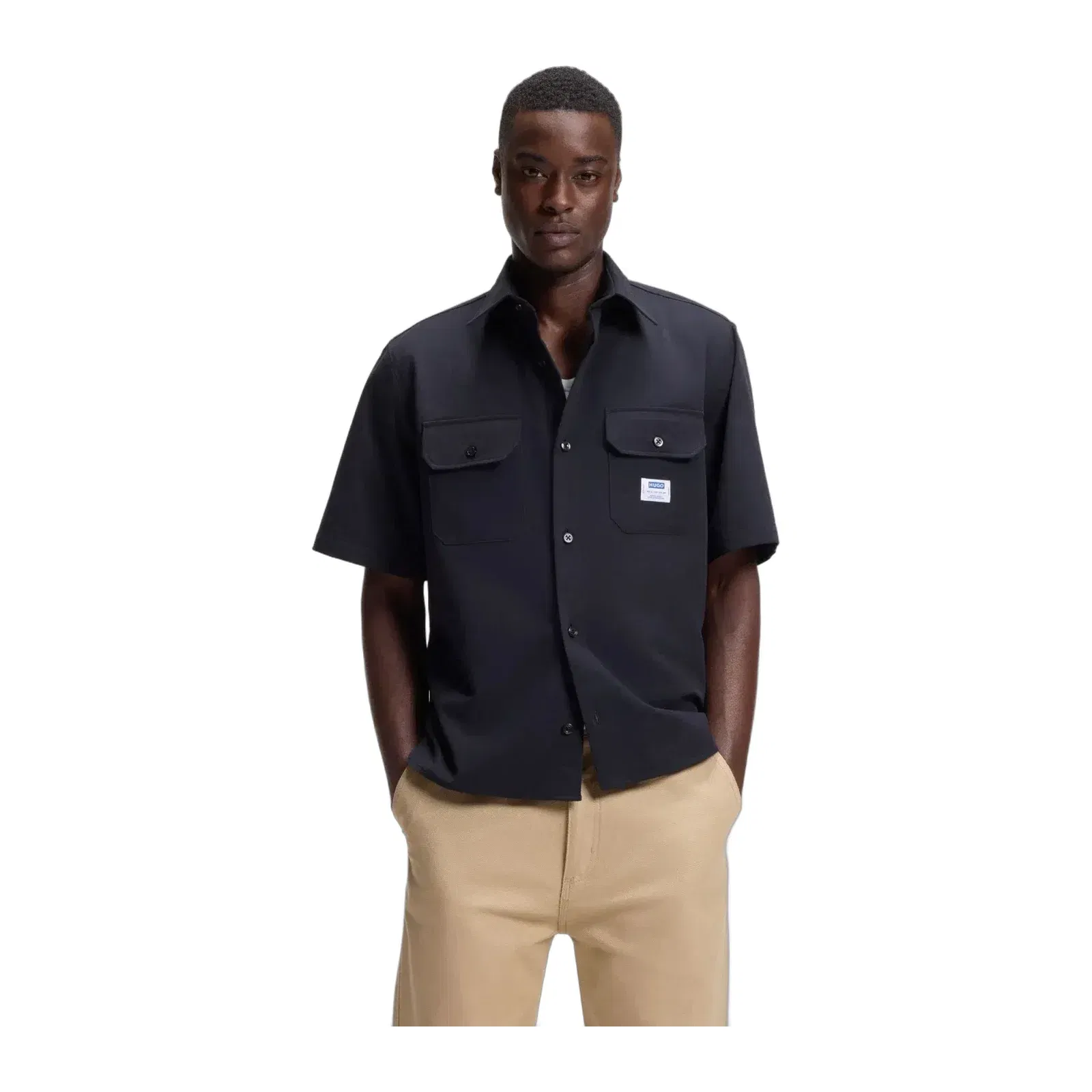Hugo Oversize Fit Shirt In Cotton Twill Dark Blue