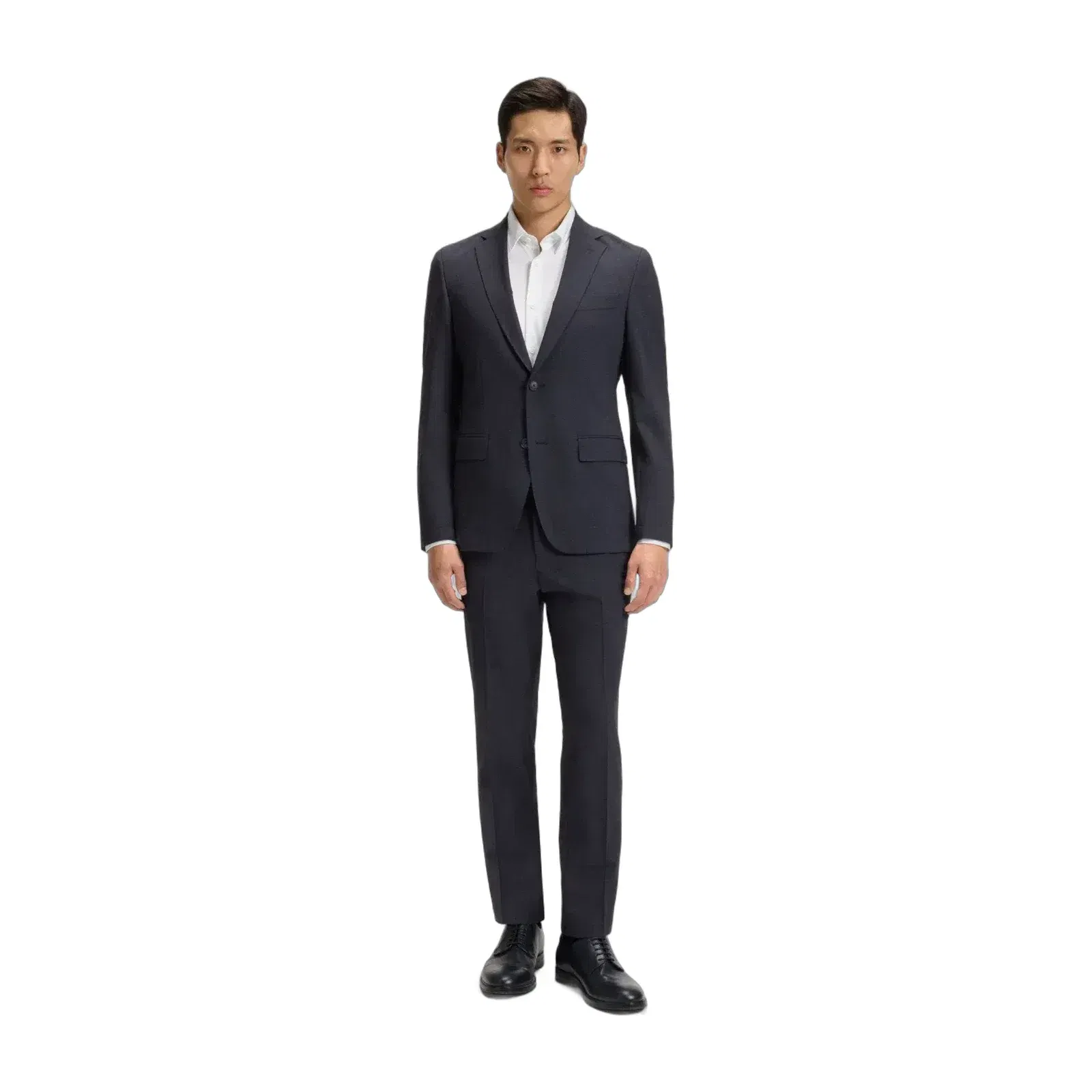 Boss Micro Patterned Slim Fit Suit In Stretch Cloth Dark Blue