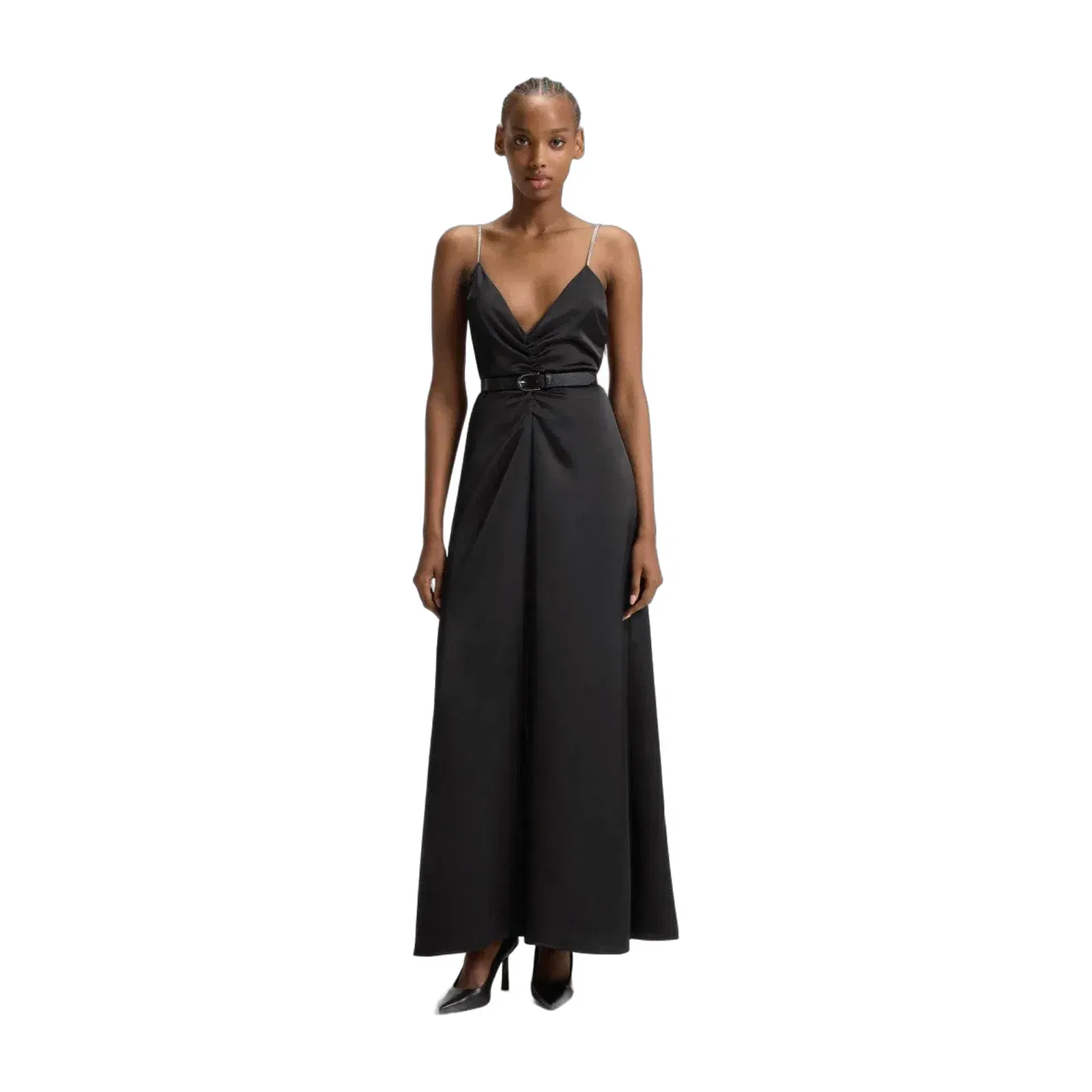 Hugo Maxi Dress With Rhinestone Straps Black Women's