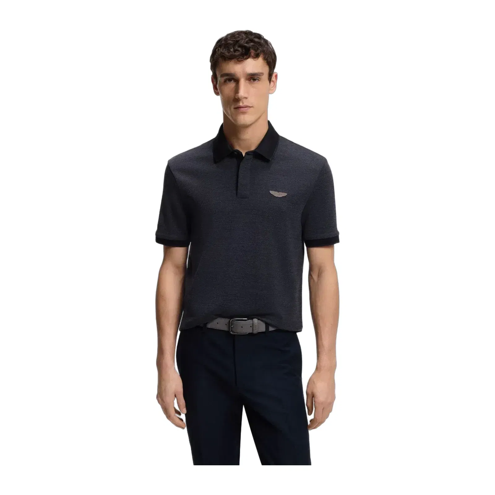 Boss X Aston Martin Polo Shirt In Wool Cotton Piqu Dark Blue
