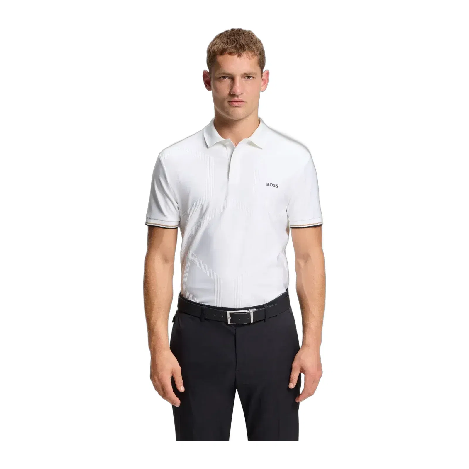 Boss Bodymap Detail Polo Shirt With Quick Dry Performance White
