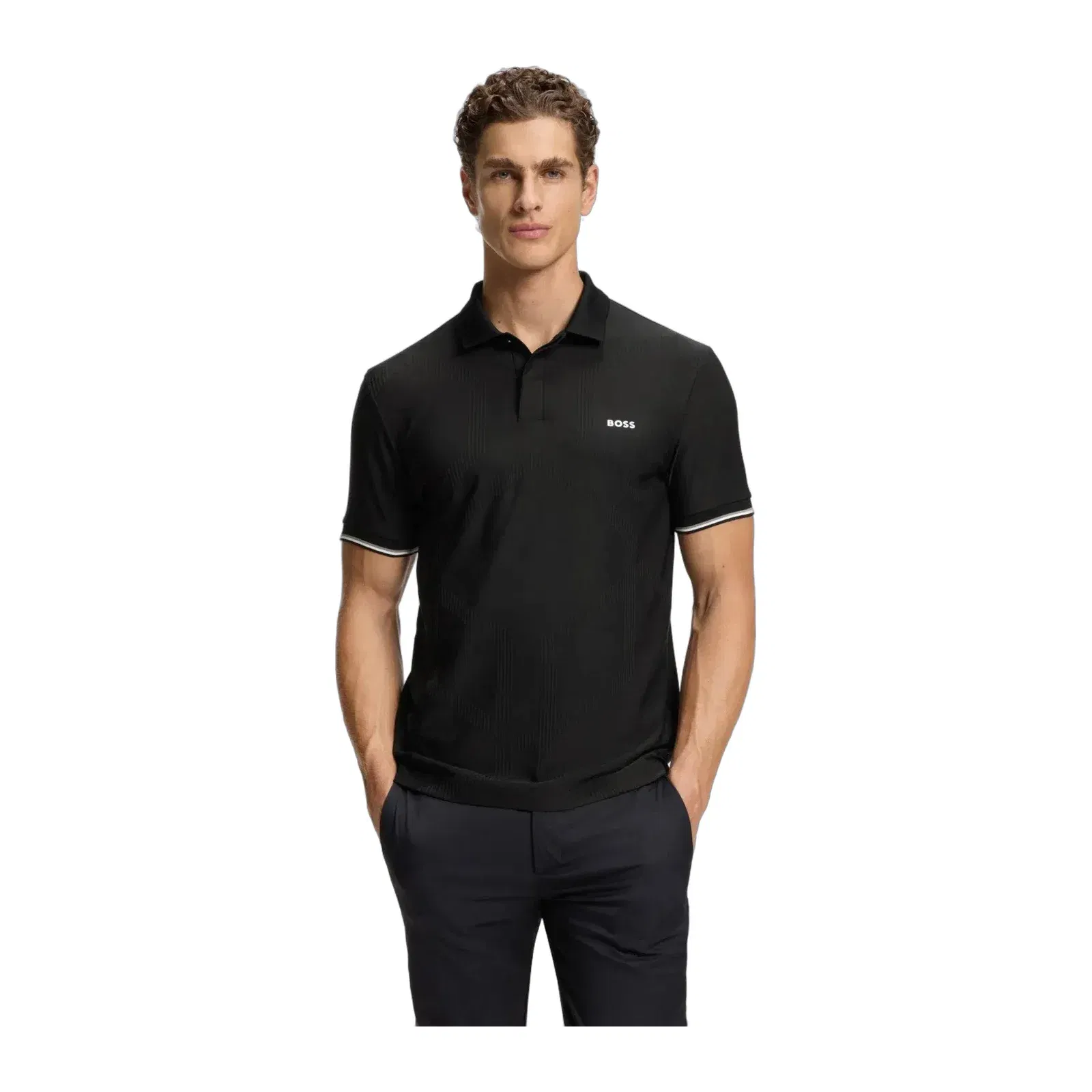 Boss Bodymap Detail Polo Shirt With Quick Dry Performance Black