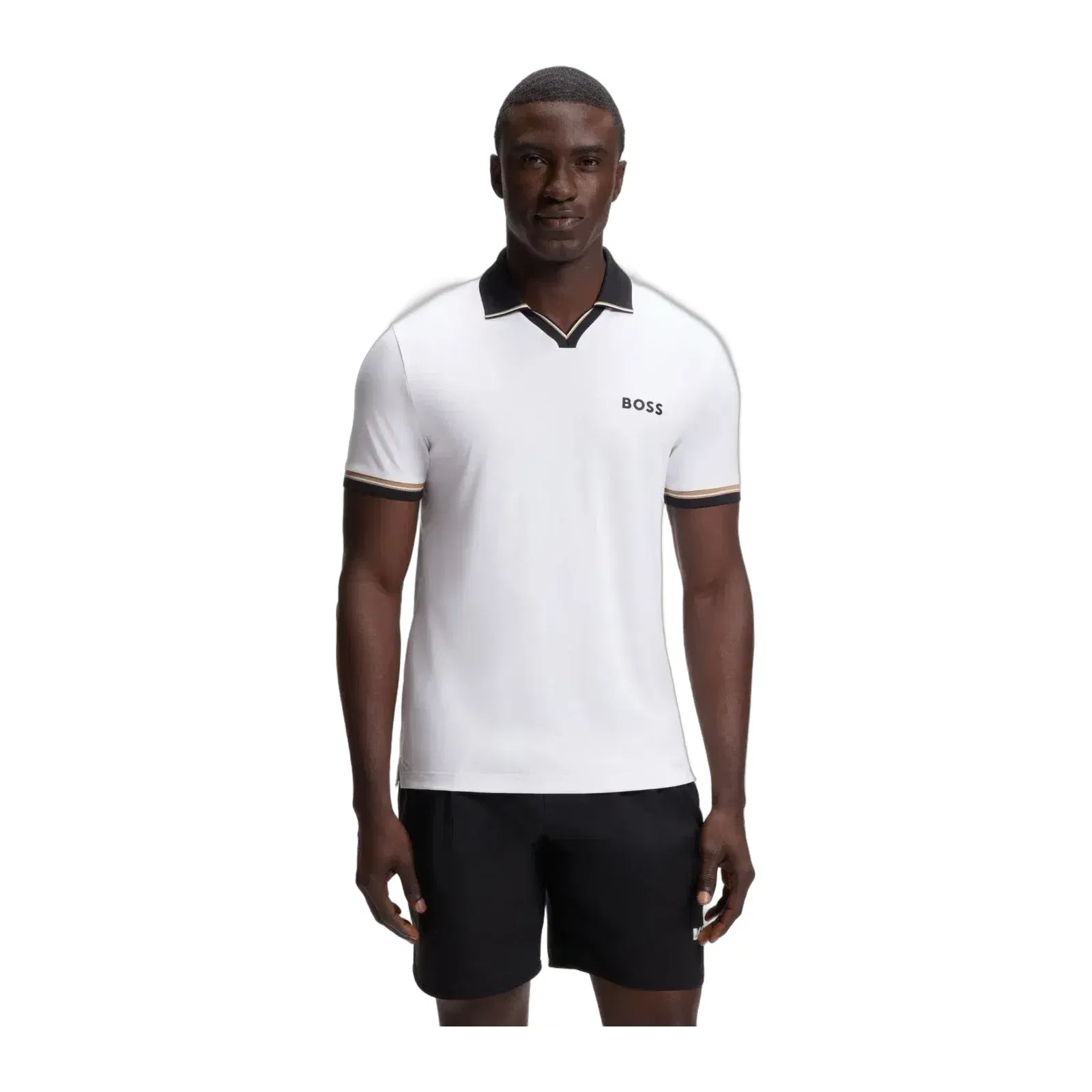 Boss Active Slim Fit Polo Shirt With Signature Stripe Details White