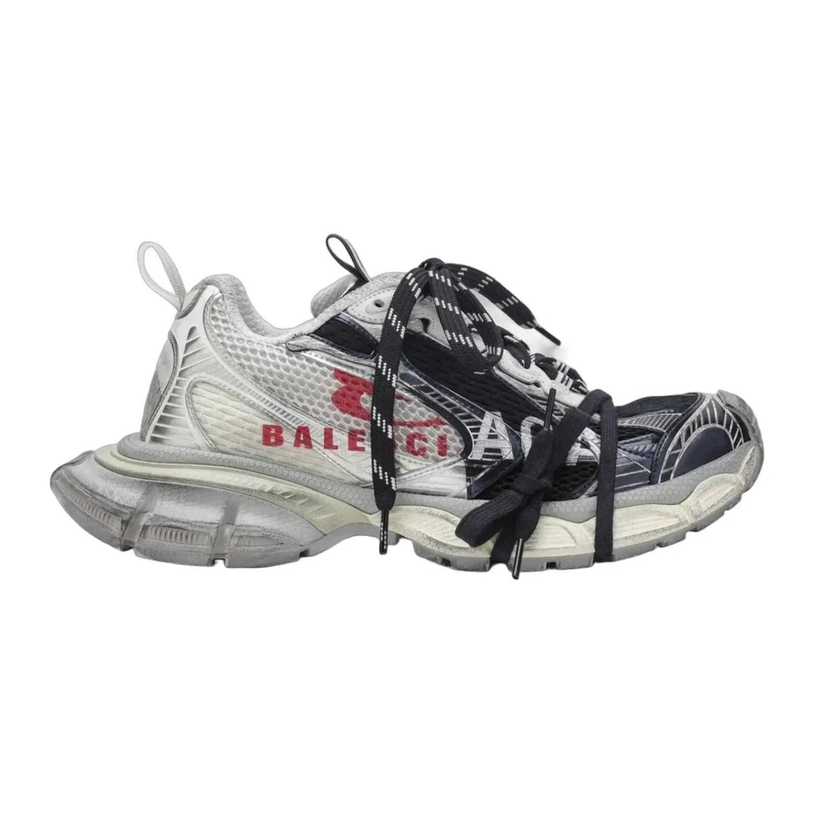 3XL Split Logo Sneakers in Light Yellow Red Navy