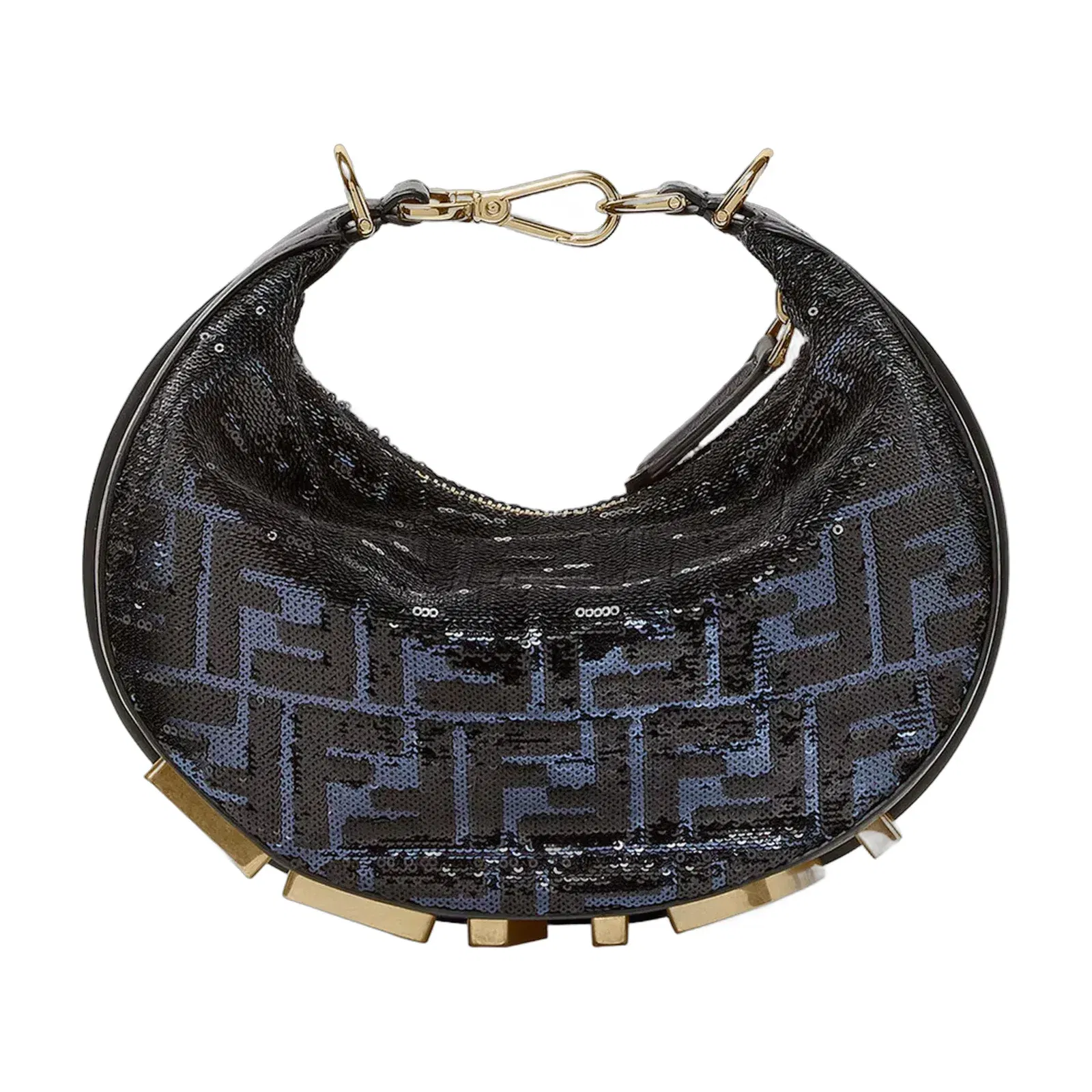 Fendigraphy Mini Sequin Hobo Bag - Blue and Black