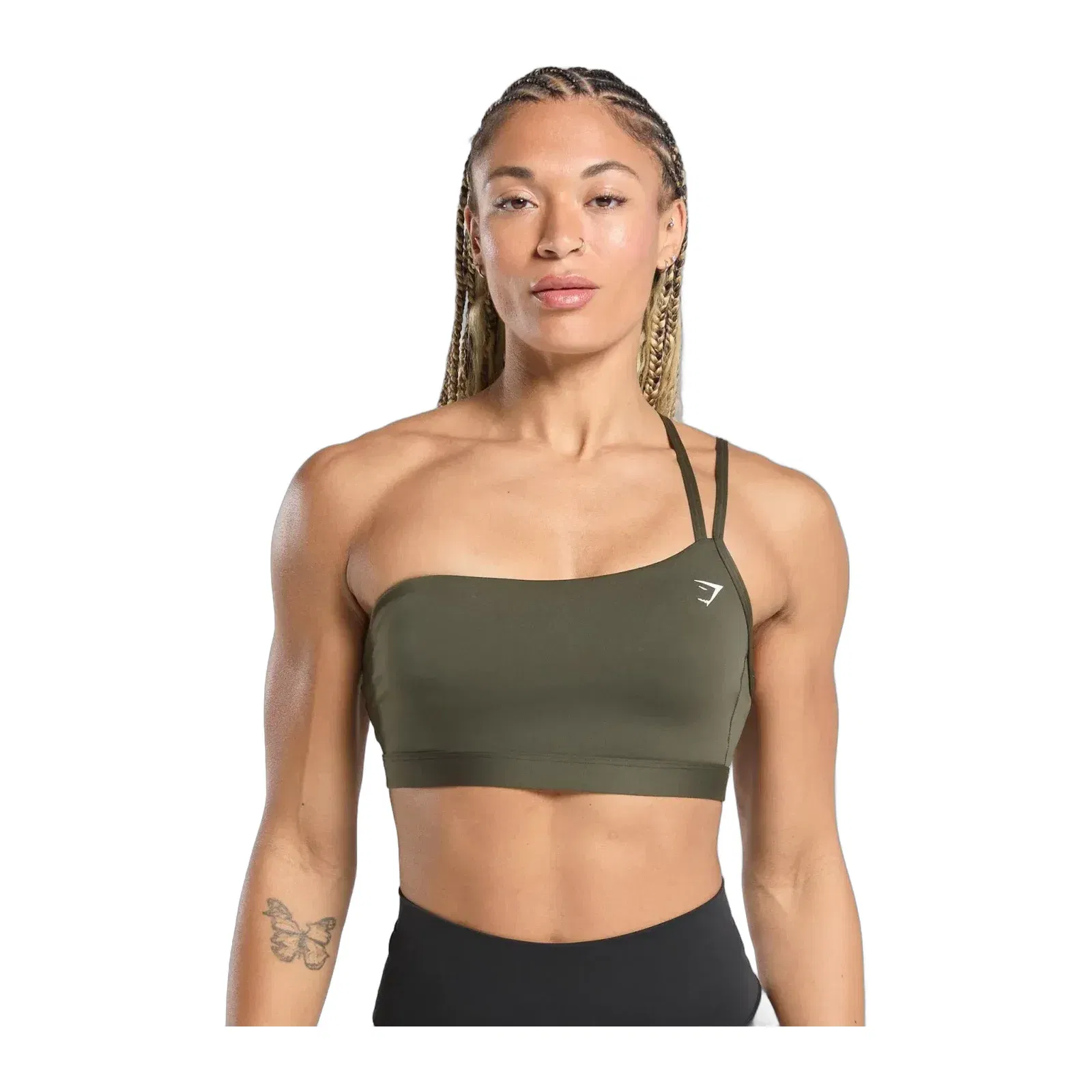 Women's Gymshark One Shoulder Sports Bra Weighted Green