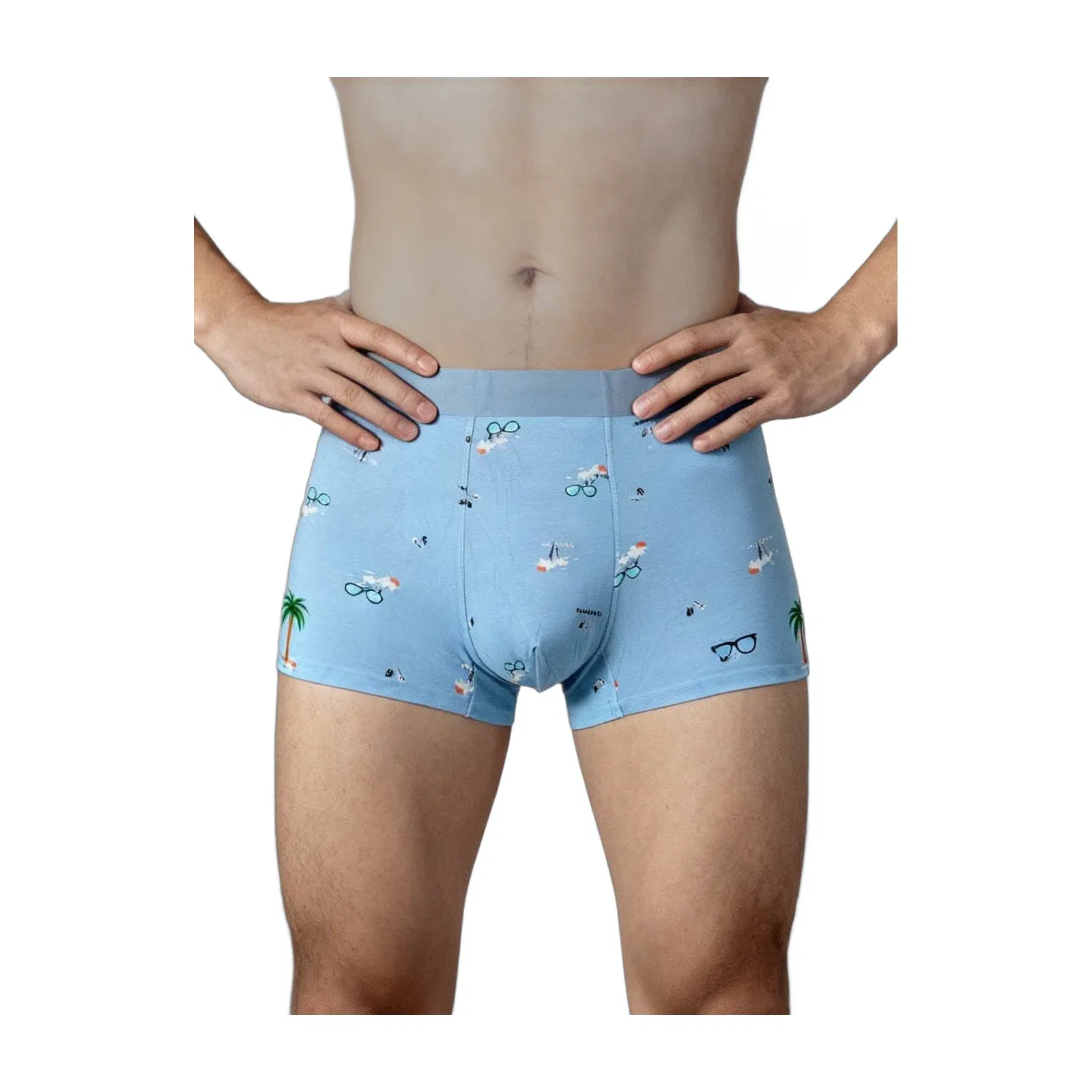 Men V Walk Blue Soye Printed Luxury Elastic Trunk by Manaca