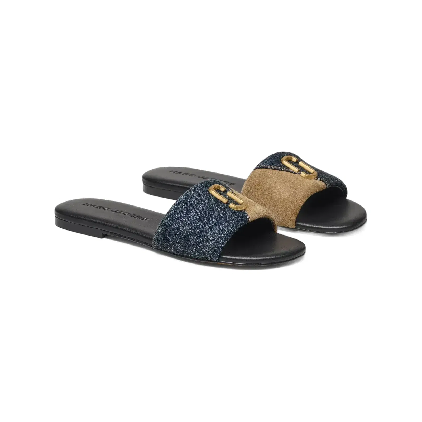 Marc Jacobs The Denim Suede Snapshot Slide Dark Wash Indigo