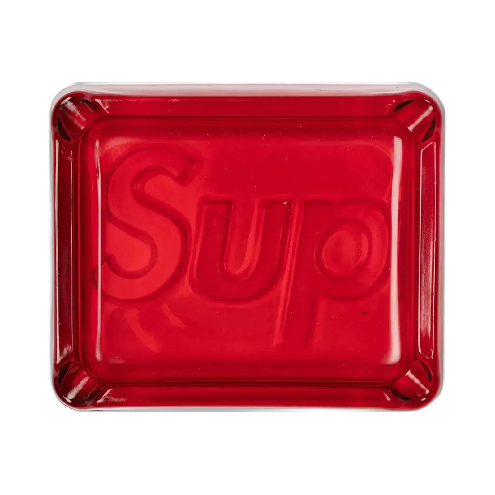 Supreme Debossed Glass Ashtray Red