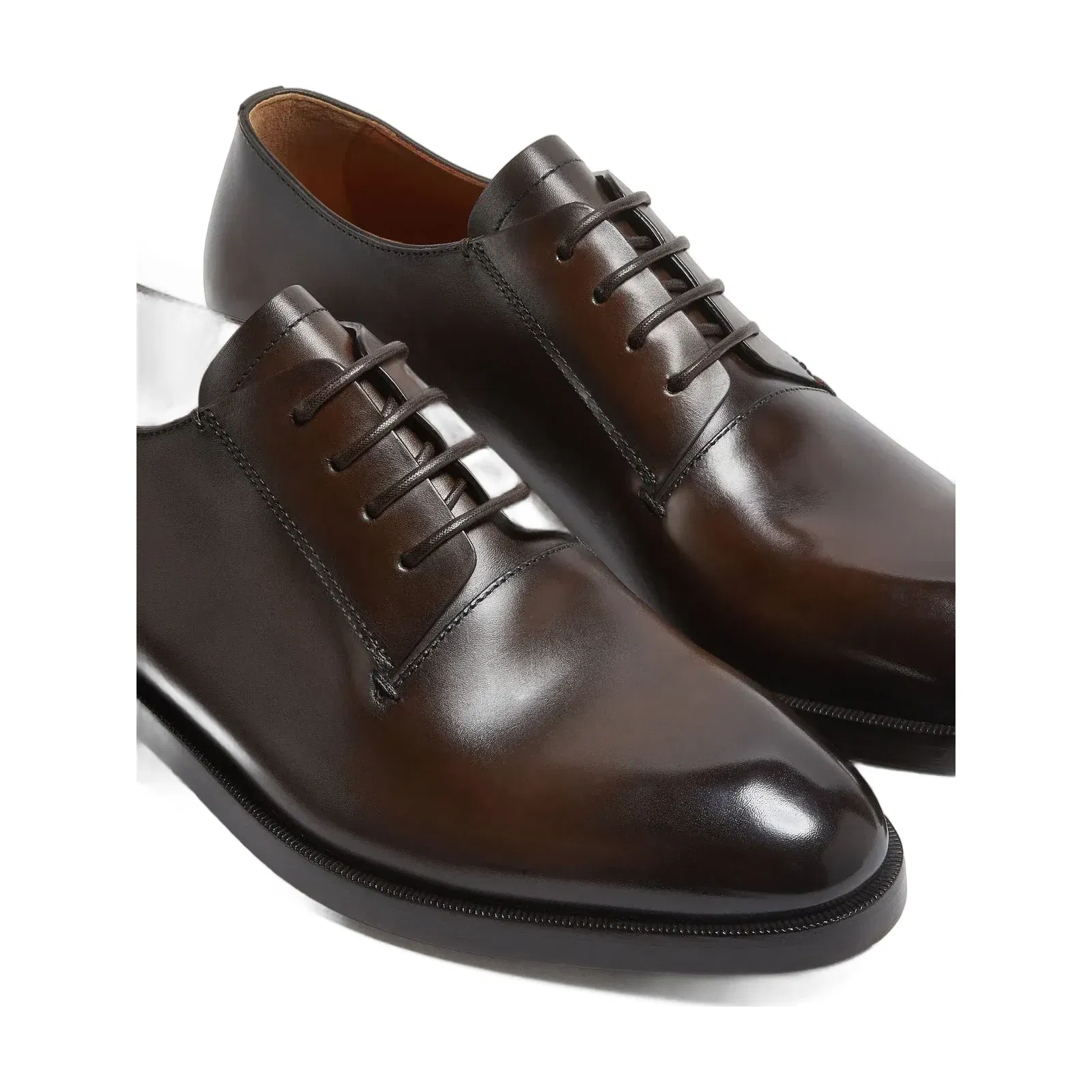 Zegna Brown Leather Derby Shoes