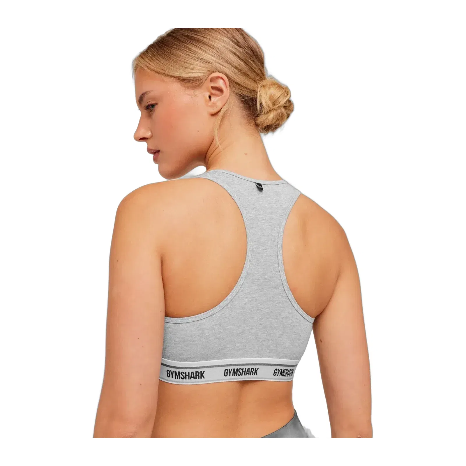 Women's Gymshark Elastic Branded Racerback Cotton Bralette Light Grey Core Marl