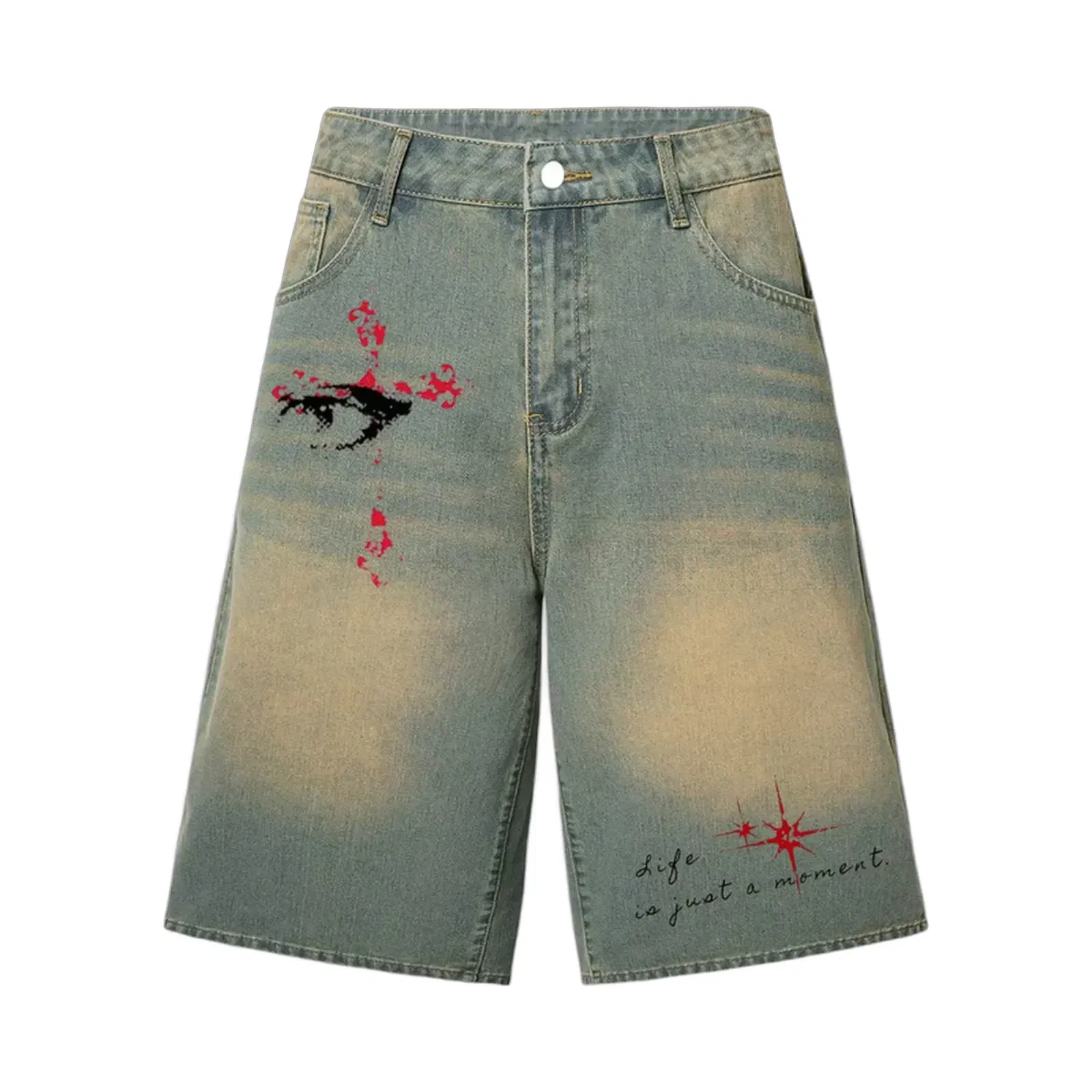 City Off Domes Scarlet Point Jorts dirty wash