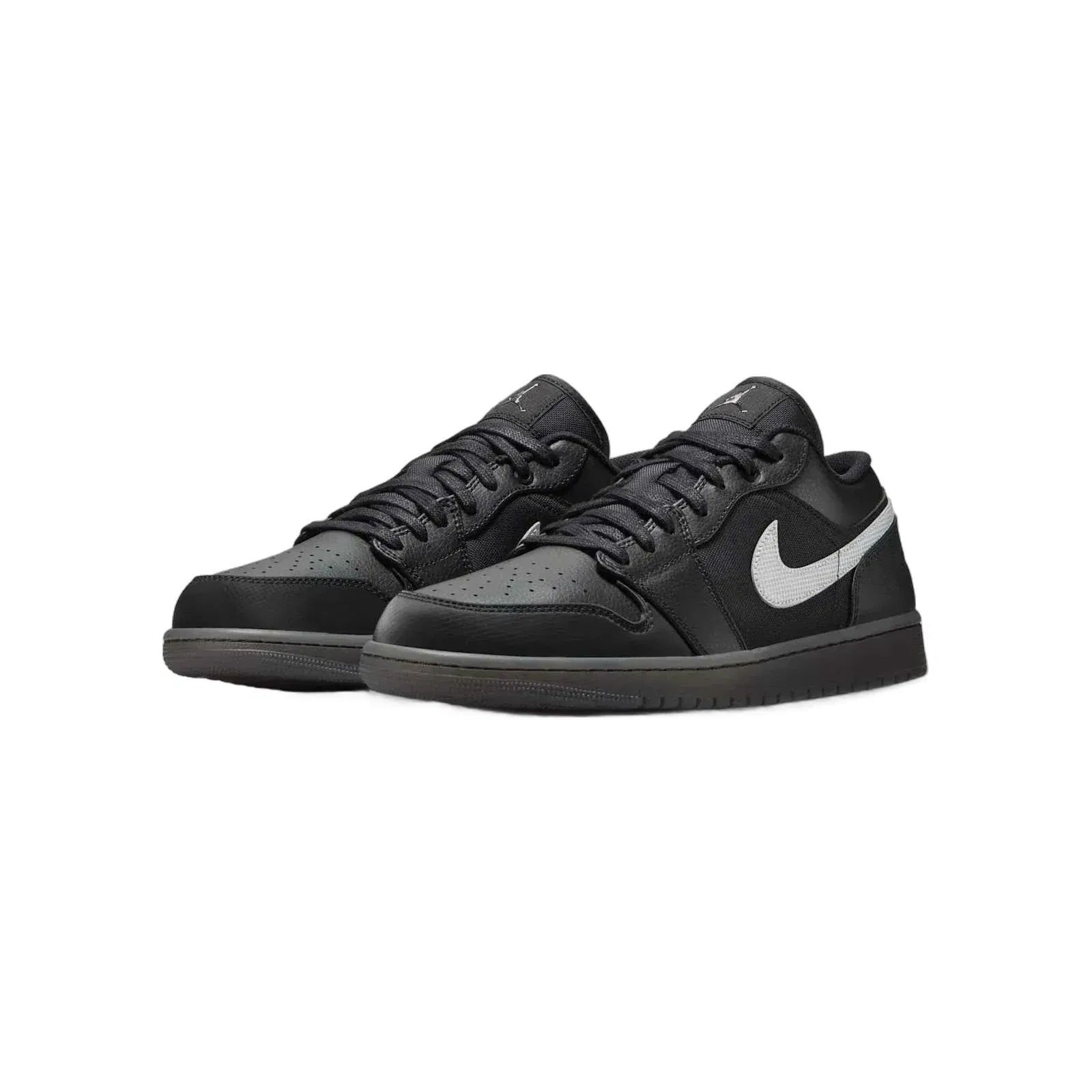 Nike Air Jordan 1 Low Black White Dark Smoke Grey Reflective Swoosh
