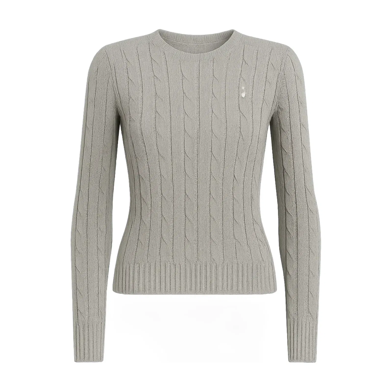 Polo Ralph Lauren Cable-Knit Cotton Crewneck Sweater Fawn Grey Heather